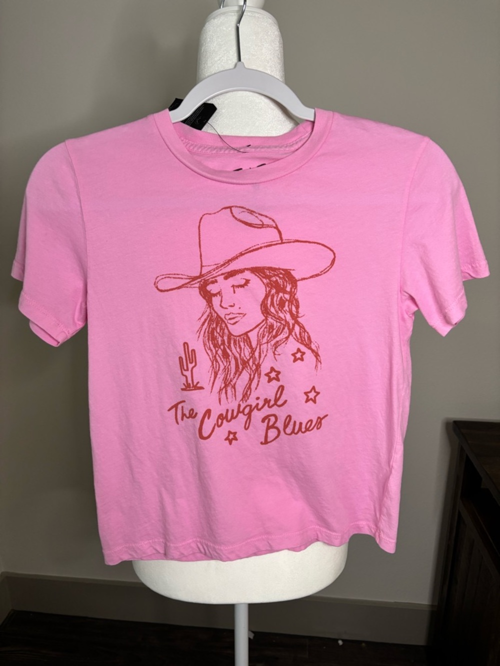 Junk Food Pink Cowgirl Graphic Baby Tee Size S NWT